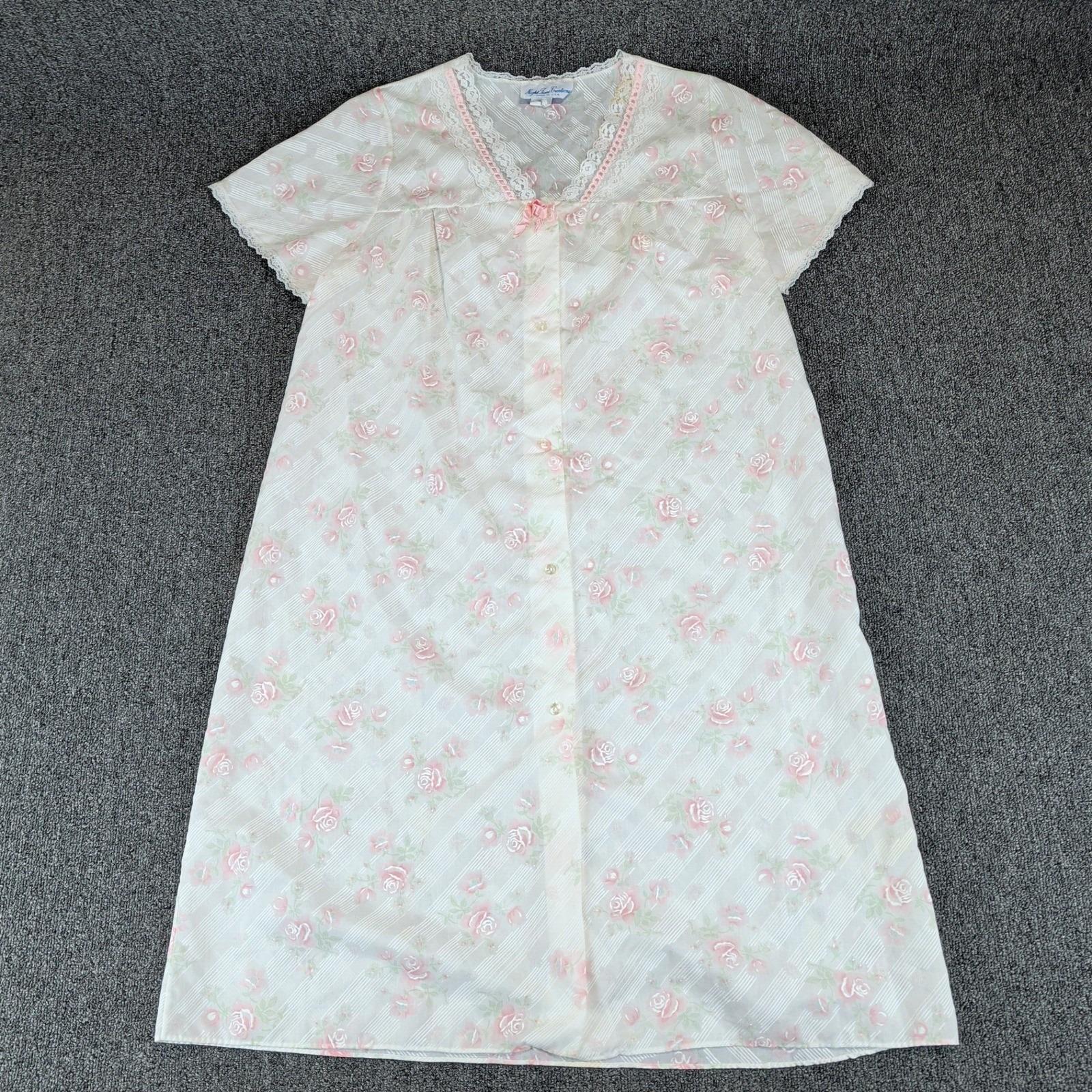 Night Time Creations Womens Nightgown Medium Poly Cotton Pink Floral Vintage 80s — photo 2
