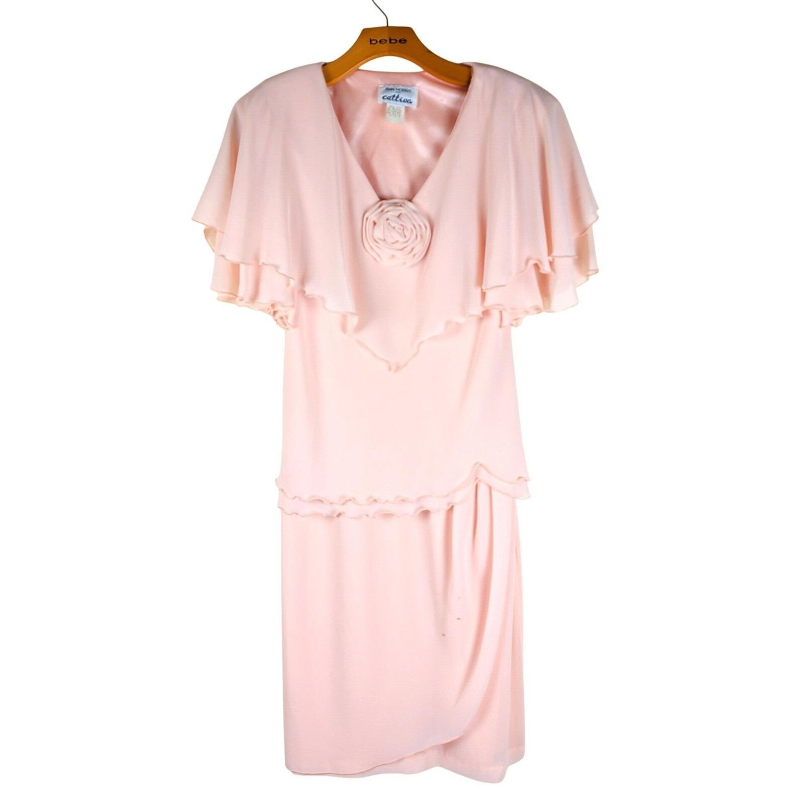 Ann Hobbs Cattiva Vintage 80s Rosette Flutter Sleeve Dress 4 Pink Coquette Party — photo 2
