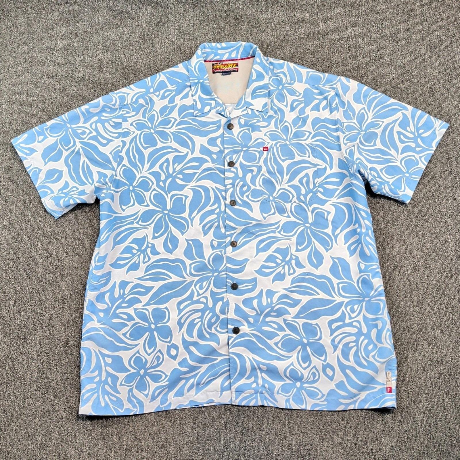 Quiksilver Vintage Hawaiian Boardriding Shirt XXL Blue Floral Surf Beach Retro — photo 2