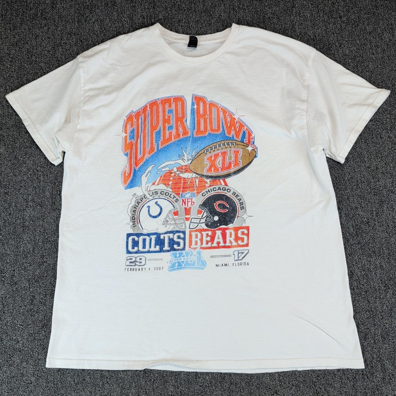Gildan Vintage Super Bowl XLI T-Shirt Mens XL White 100% Cotton Colts vs Bears — photo 2