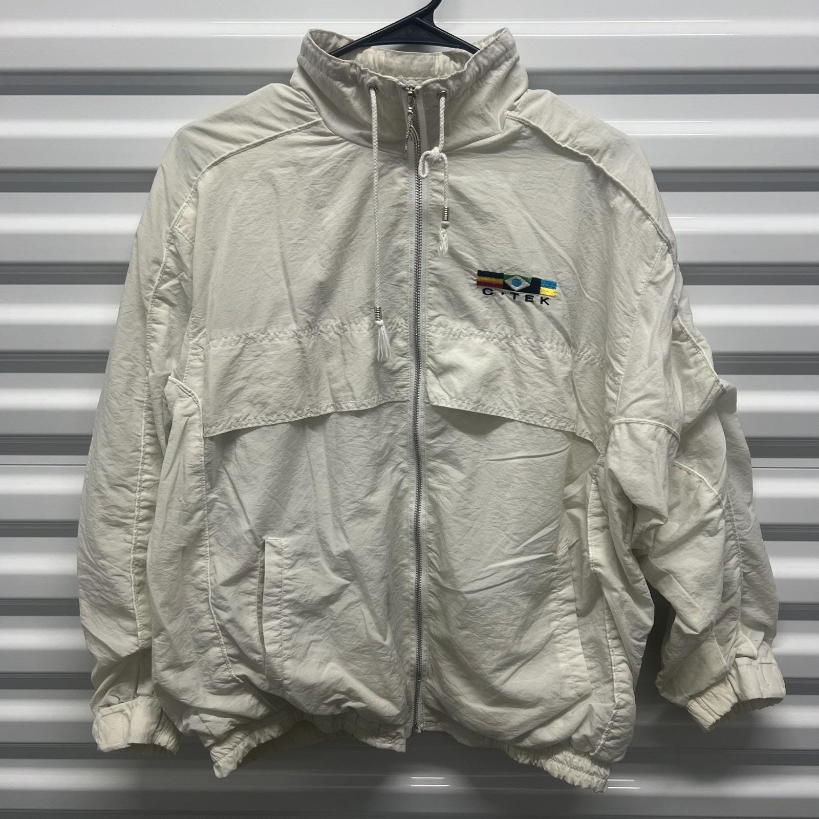 Catalina Vintage Windbreaker Size M Women White Nylon C-TEK Zip Jacket 90s Retro — photo 2