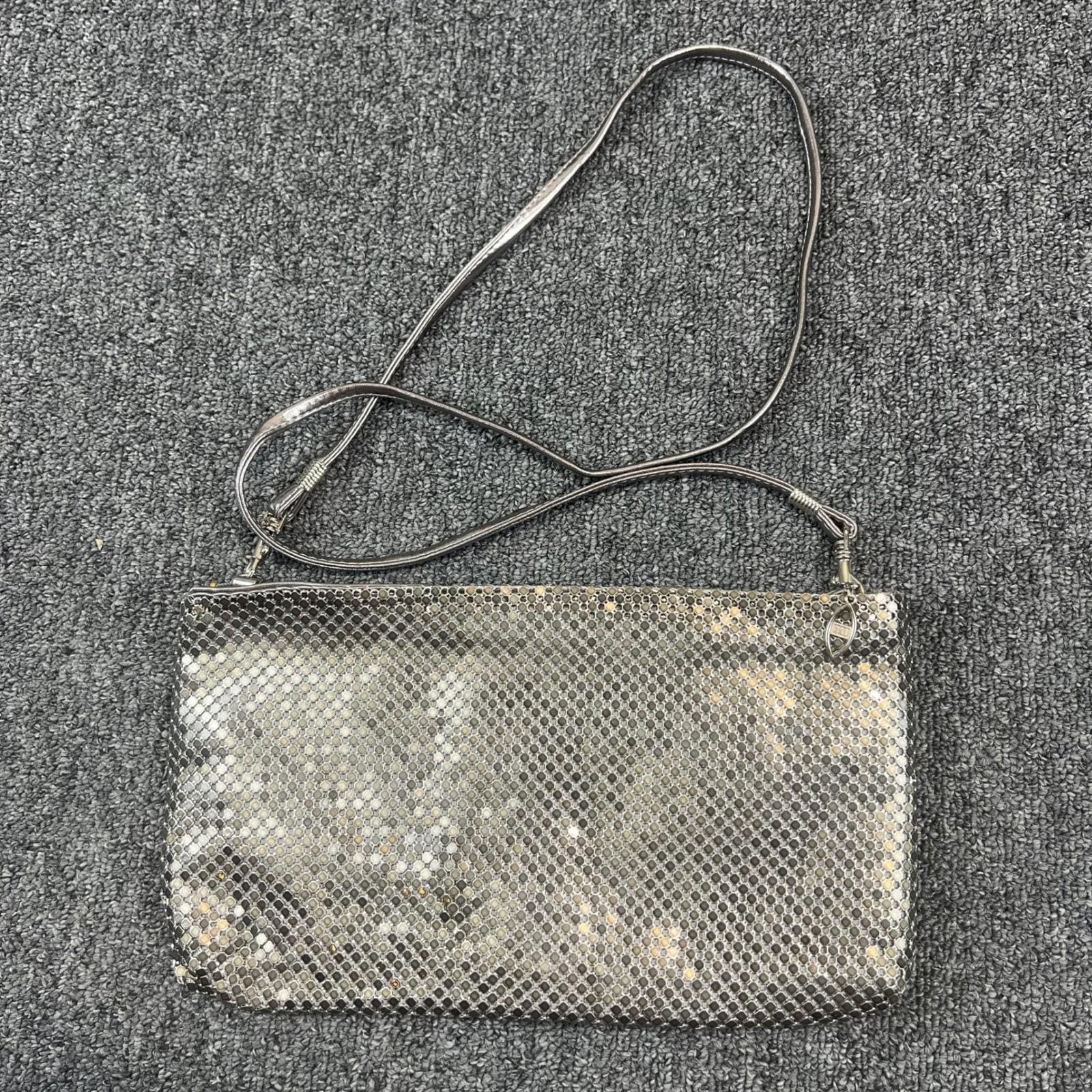 Vintage Y2K Silver Metal Mesh Crossbody Bag Small Evening Disco Glam Clutch — photo 2