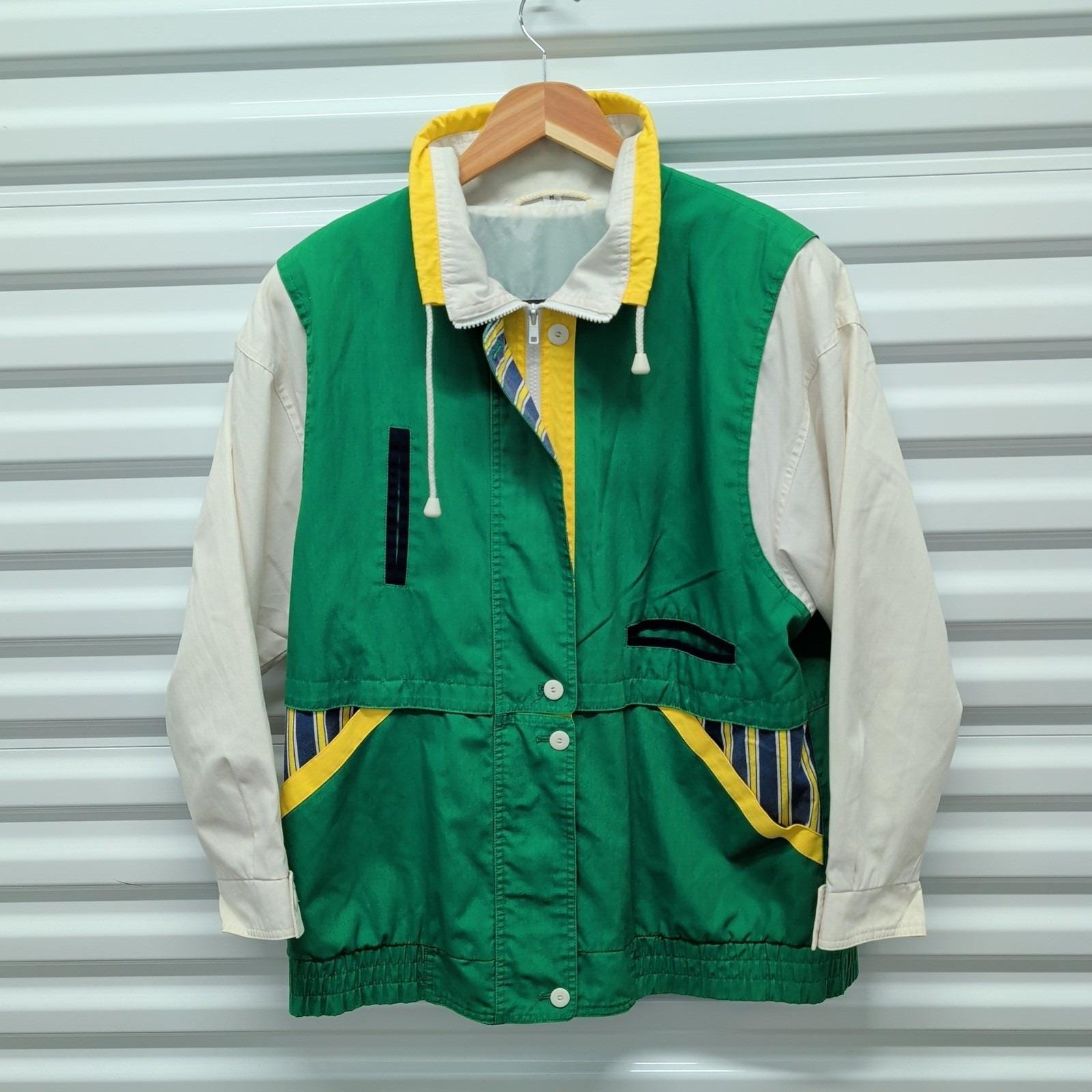 Braefair Sport Vintage Windbreaker Size M Green Color Block 90s Nautical Jacket — photo 2