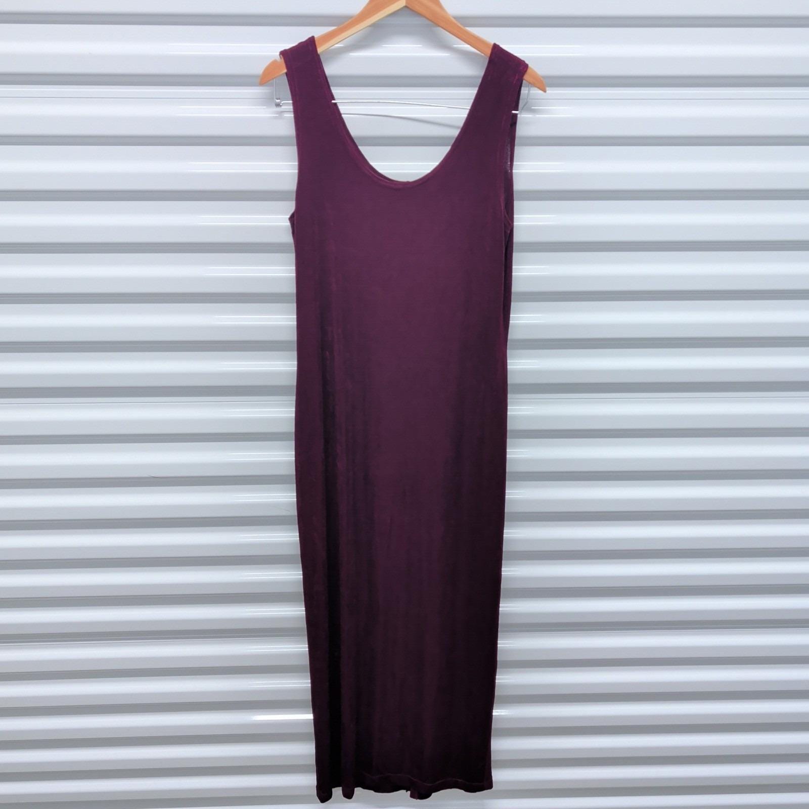 Vintage 90s Slinky Maxi Dress Size 12 Women Burgundy Plum Sleeveless Made in USA — photo 2