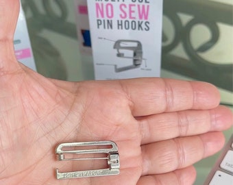 NO SEW, No Slip, 1 inch G Hooks, 2 Silver Metal Swan Slide Hooks Pin Clasp Closure, for Bra Making, Straps, Dress, Swimsuit, by Pin Straps