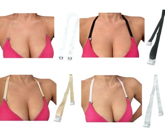 NON-Slip, Halter Neck Backless Strap, Clips On Bra, Dress, Swimwear, Ultimate Support | by PIN STRAPS