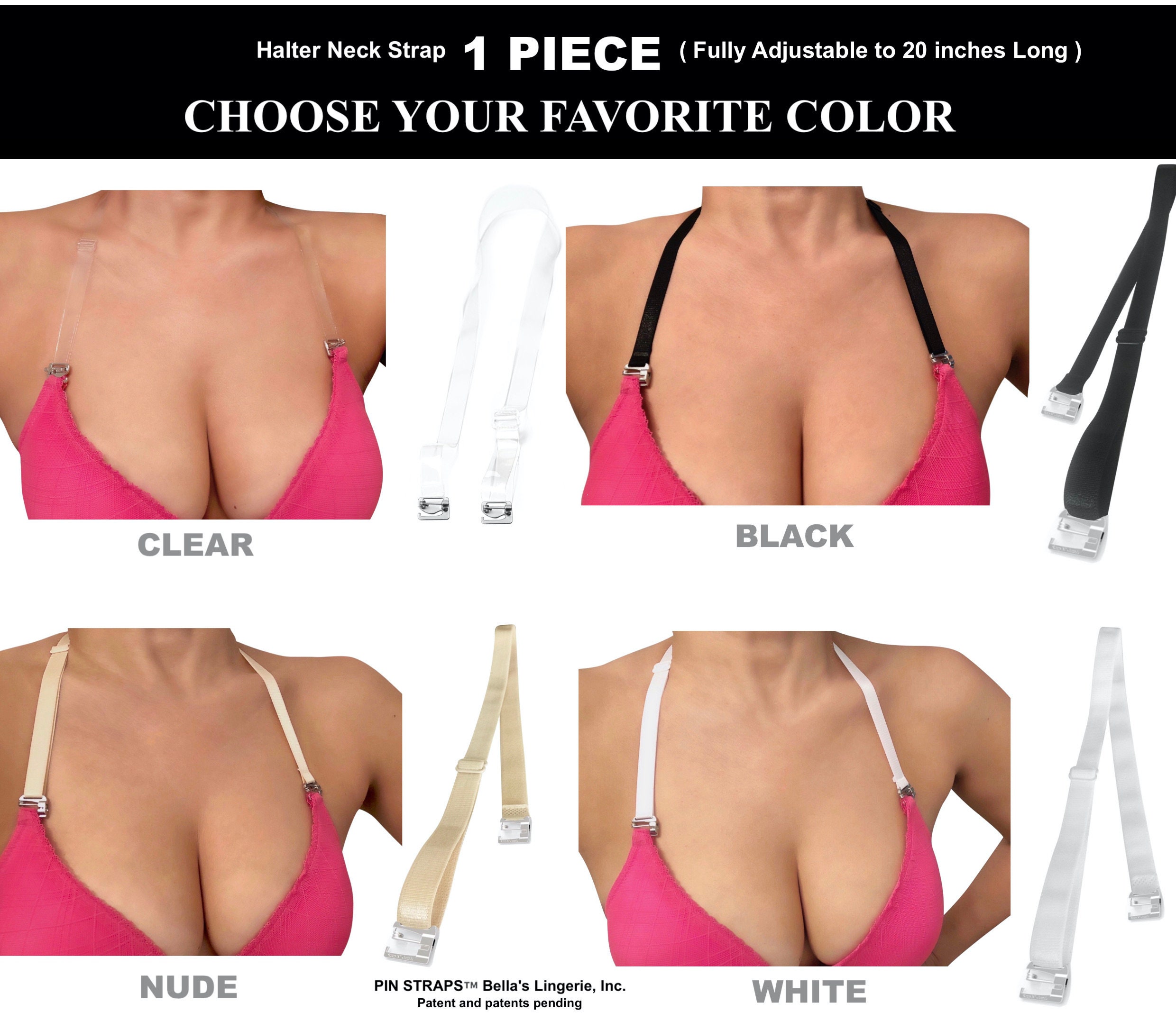 No Slip, Clear Bra Straps Ultimate Lift, Clear Straps for Dresses  Detachable Bra Straps Convertible Bra Straps by PIN STRAPS 