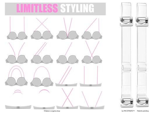 No Slip, Clear Bra Straps Ultimate Lift, Clear Straps for Dresses  Detachable Bra Straps Convertible Bra Straps by PIN STRAPS 