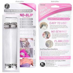 Non-Slip, Ultimate Lift & Support, Clear Bra Straps, for Plus Size Bras - No Sew - Replacement Bra Straps - Detachable | by PIN STRAPS