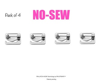NO SEW, No Slip, G Hooks, Pack of 4 Silver Metal Swan Slide Hooks Pin Clasp Closure, for Bra Making, Straps, Dress, Swimsuit, by Pin Straps