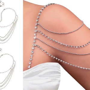 No Sew, Non-Slip, Wedding Dress Rhinestones Beads Straps Detachable Sleeves, Ultimate Support by PIN STRAPS image 1