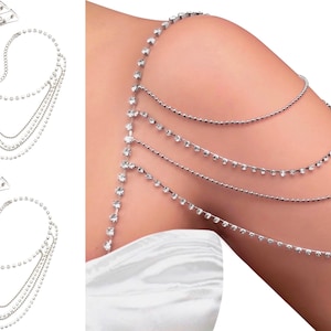 No Sew, Non-Slip, Wedding Dress Rhinestones Beads Straps Detachable Sleeves, Ultimate Support | by PIN STRAPS