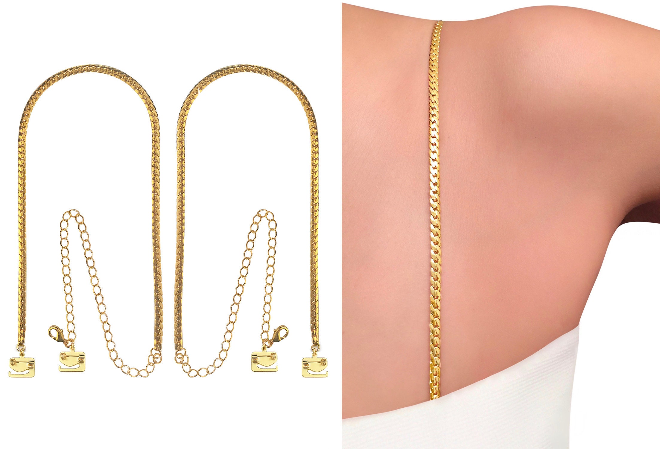 Rhinestone removable Gold Crystal Bra Straps (Large, Rhinestone Gold) :  : Clothing & Accessories