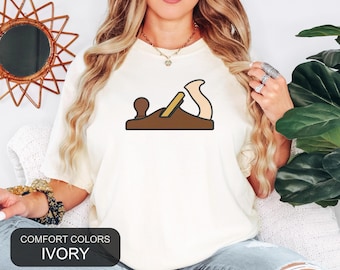 Woodworking Hand Tool Shirt, Hand Plane Icon Tee, Comfort Colors Carpenter Tee, Minimal Tool Icon Shirt, Woodworker Gift for Dad