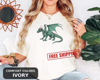 Dungeons and Dragons T-Shirt, Green Dragon Gift for D&D Players, Fantasy RPG Tee, Tabletop Gamer Shirt, Dungeon Master Gift Idea