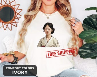 Anime Character T-Shirt with Cherry Blossom Design, Minimalist Style, Comfortable Cotton, Personalized Gift for Anime Fans and Enthusiasts