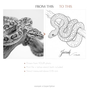 Custom Carpet Python Tattoo Design from Your Photo - Two Names