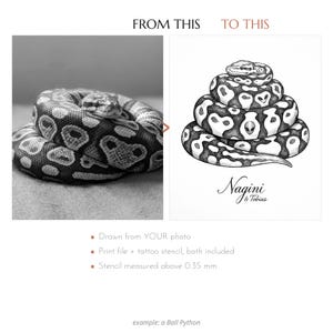 Custom Ball Python Tattoo Design from Your Photo - Two Names
