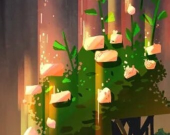 Sunlit Rosebush Original Art Digital Print