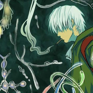 Mushishi | Ginko Anime Art Print Poster, Serene Japanese Forest Fan Art, Atmospheric Mushishi Wall Decor for Anime and Studio Ghibli Fans