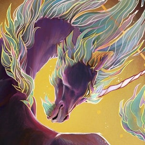 Kirin Original Art Print Vaporwave Vibes Digital Illustration