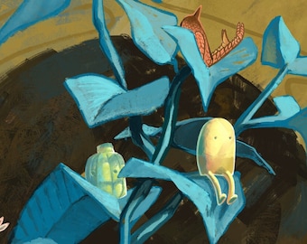 Plant Fae Friends Art Print | Goblincore Aesthetic Poster | Cute Fantasy Illustration