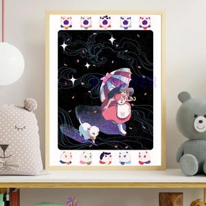 Bee and Puppycat | Fan Art Print, Soft Surreal Cartoon Poster, Dreamy Netflix Anime-Inspired Art for Cozy Show Lovers & Sad Girl Aesthetic image 2