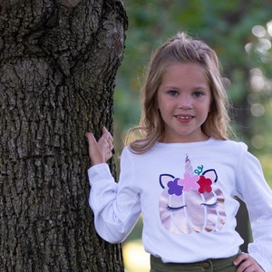 Long Sleeved Pumpkin Shirt with Ruffles - Rose Gold Unicorn Pumpkin Shirt - Girl&#39;s Fall Shirt