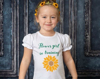 Sunflower Flower Girl Ruffle Tshirt for Girls, Flower Girl in Training, Watch Out for Petals, Sunflower Wedding