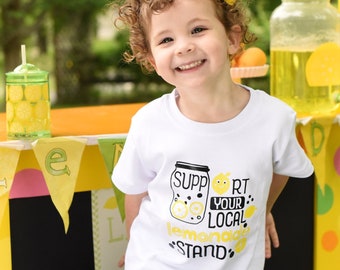Summertime support your local lemonade stand tshirt for girls and boys