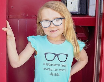 Superhero shirt for girls, secret identity, girls with glasses, nerdy girls, children's shirt