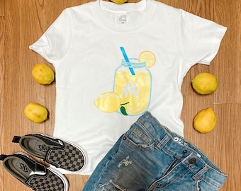 Lemonade jar tshirt for girls and boys, lemonade lovers, mason jar design, summer shirt