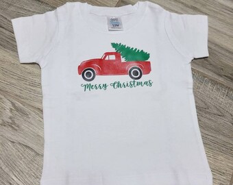 Short sleeve Christmas tree truck tshirt unisex