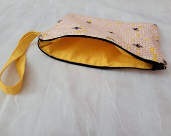 Yellow Beehive Wristlet Bag, For Mom, For Mother's Day, Save the Bees