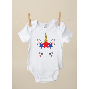 Fourth of July Unicorn infant bodysuit, for girls, for baby, red white and blue