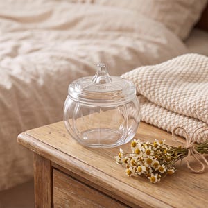 Personalized Clear Glass Pumpkin Candle Jars Multiple Sizes Small Medium Large for Cozy Autumn Rituals