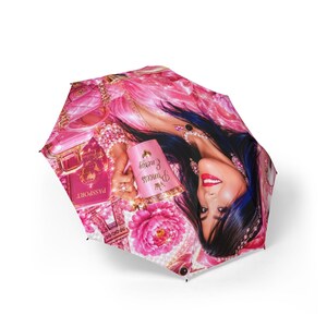 Parapluie rose glamour pour portrait | Parapluie compact pliable