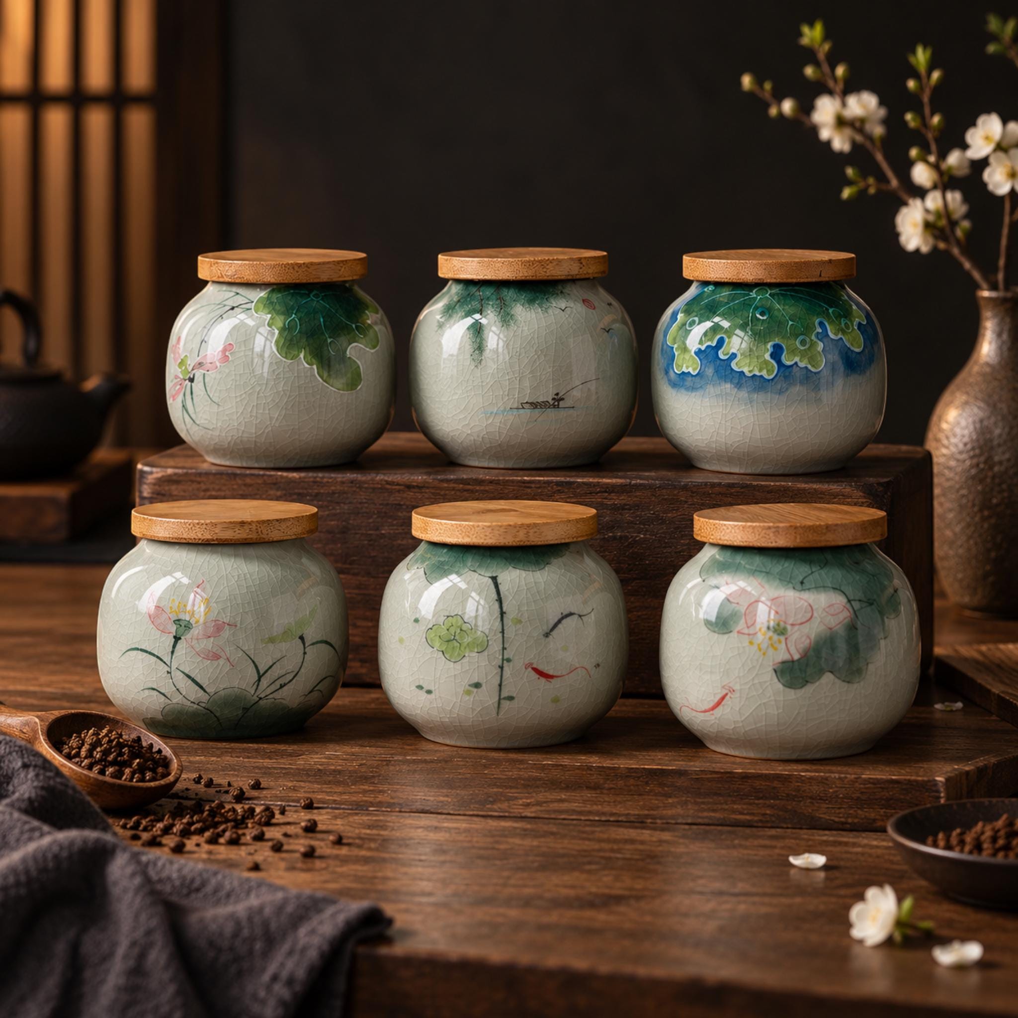 hanoia ベトナム高級インテリアショップ　ティーキャディ　茶葉入れ容器 Japanese Tea Caddy - Etsy