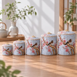 Ręcznie robiony japoński ceramiczny pojemnik na herbatę z pokrywką, pojemnik na herbatę, dekoracyjny organizer do spiżarni w kuchni, azjatycka zastawa stołowa