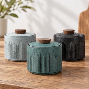 Japanese Ceramic Tea Canister with Lid Wooden Knob Herb Storage Jar Spice Container Loose Leaf Organizer Kitchen Counter Decor Gift
