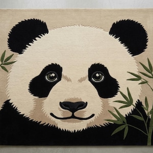 Alfombra de panda hecha a mano con mechones / Alfombra de animales para guardería, decoración para habitación infantil