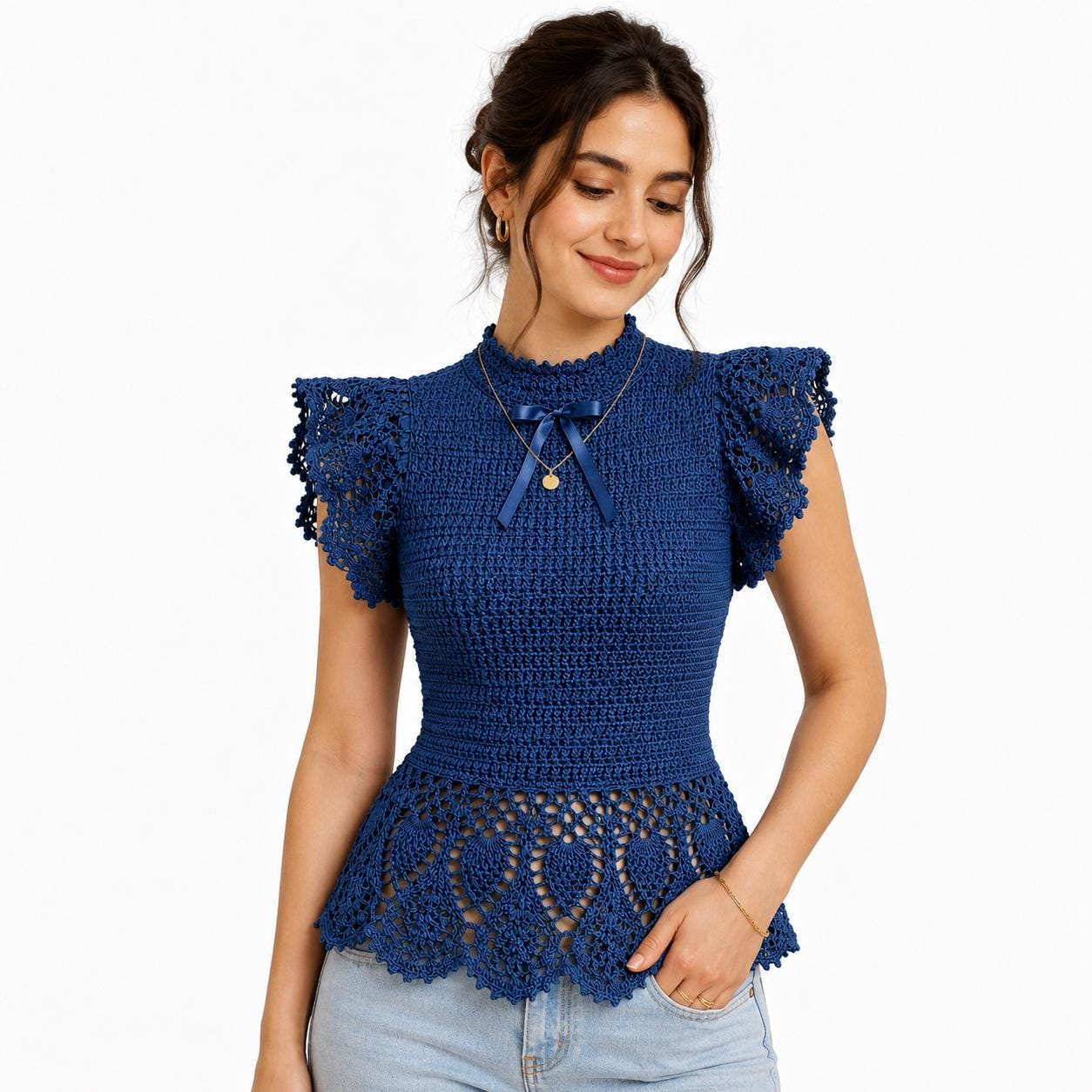 Peplum Lace Blouse - Etsy