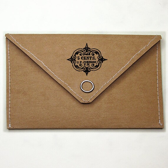 Items similar to Envelope Card Holder with a Stamp Business card case