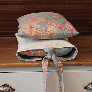 Vintage French Linen Pillow Cover Set: Upcycled Fabric Cushions, 14x20 - set of 2