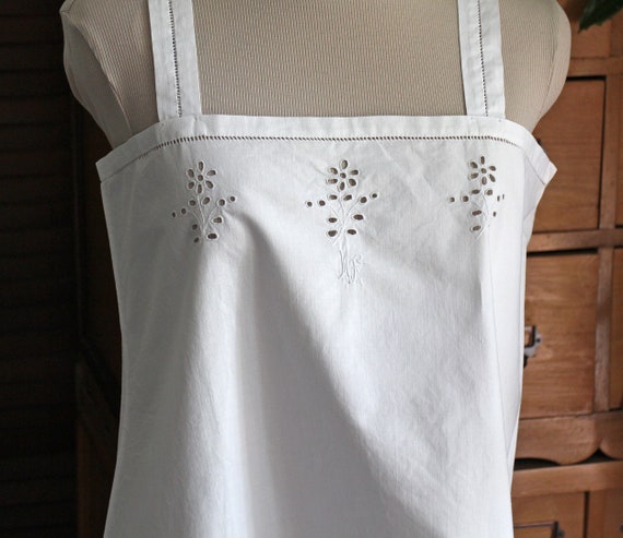 Antique French Chemise Nightgown - Cotton Handmad… - image 1