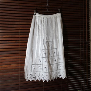 Antique French Long Apron - Vintage white Apron circa 1900s