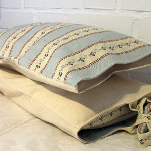Set 2 Pillow cushions, Vintage French linen upcycled fabric - Pillow Striped cushion - French Upcicled linen