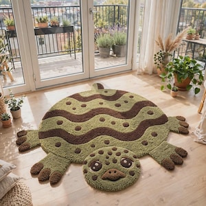 Adorable Turtle Rug, Woodland Animal Decor, Kids Playroom Floor Mat, Personalized Nursery Gift, Unique Animal Shaped Area Rug