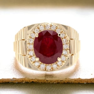 Ruby ring men handmade – organic style, natural gemstone jewelry