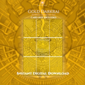 May include: A digital download featuring Gold Darkrai inspired extended art with a golden background and intricate line work. The text reads Gold Darkrai, Inspired Extended Art, Card Not Included, and Instant Digital Download, A4 and US Letter.